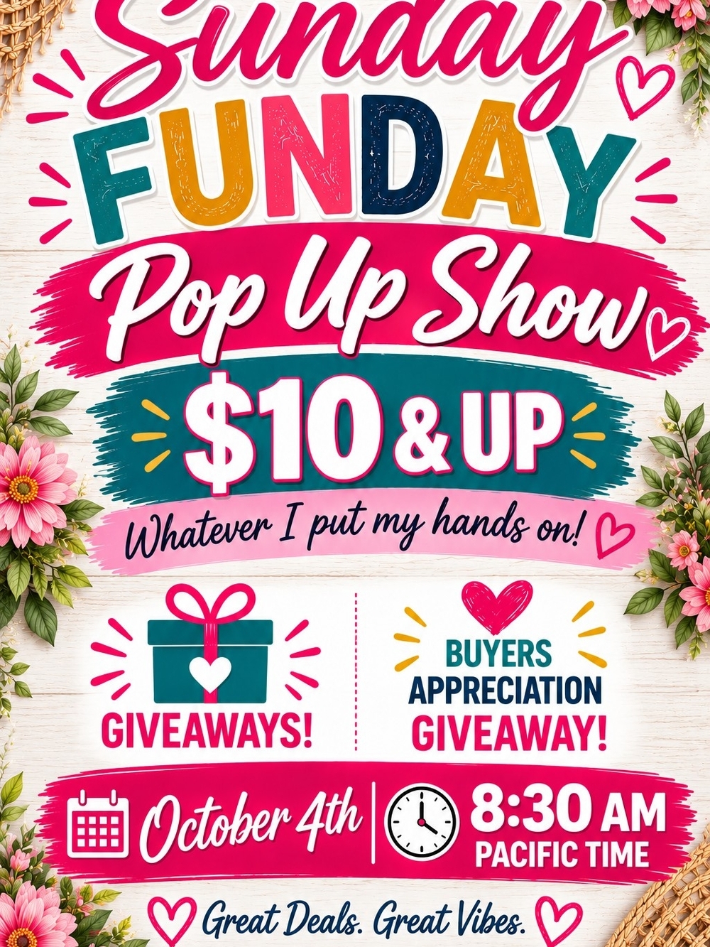 Pop Up Show Give Away